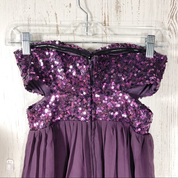 Speechless plum sequin strapless cutout top - Picture 7 of 8